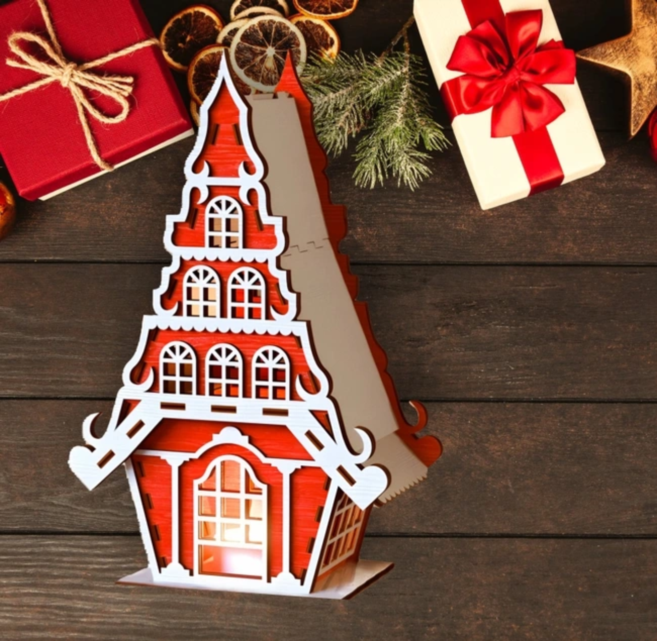 imagem do arquivo vetor para download Casinha decorativa de Natal