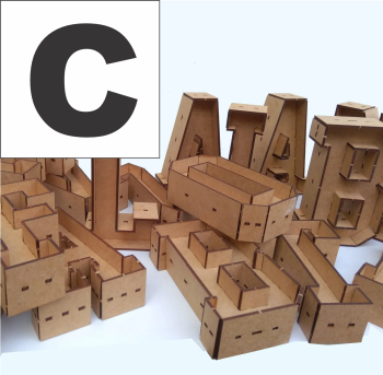 imagem do arquivo vetor para download Alfabeto em forma de caixa Letra C 30cm