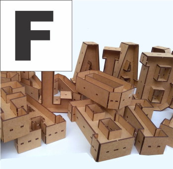imagem do arquivo vetor para download Alfabeto em forma de caixa Letra F 30cm