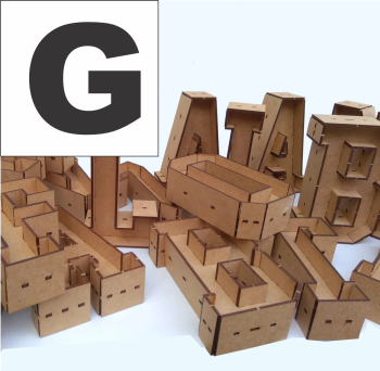 imagem do arquivo vetor para download Alfabeto em forma de caixa Letra G 30cm