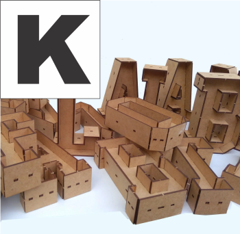 imagem do arquivo vetor para download Alfabeto em forma de caixa Letra K 30cm