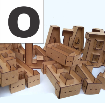 imagem do arquivo vetor para download Alfabeto em forma de caixa Letra O 30cm