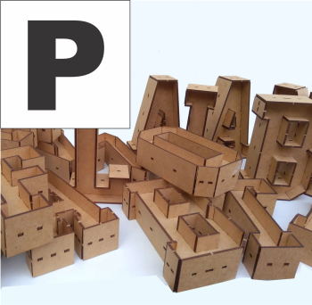 imagem do arquivo vetor para download Alfabeto em forma de caixa Letra P 30cm