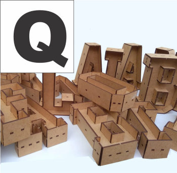 imagem do arquivo vetor para download Alfabeto em forma de caixa Letra Q 30cm