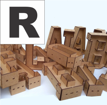 imagem do arquivo vetor para download Alfabeto em forma de caixa Letra R 30cm