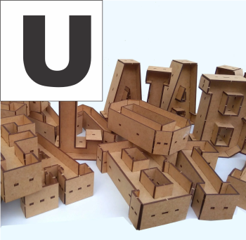 imagem do arquivo vetor para download Alfabeto em forma de caixa Letra U 30cm