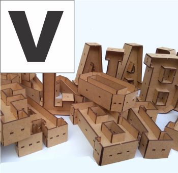 imagem do arquivo vetor para download Alfabeto em forma de caixa Letra V 30cm