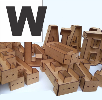 imagem do arquivo vetor para download Alfabeto em forma de caixa Letra W 30cm