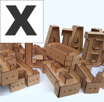imagem do arquivo vetor para download Alfabeto em forma de caixa Letra X 30cm