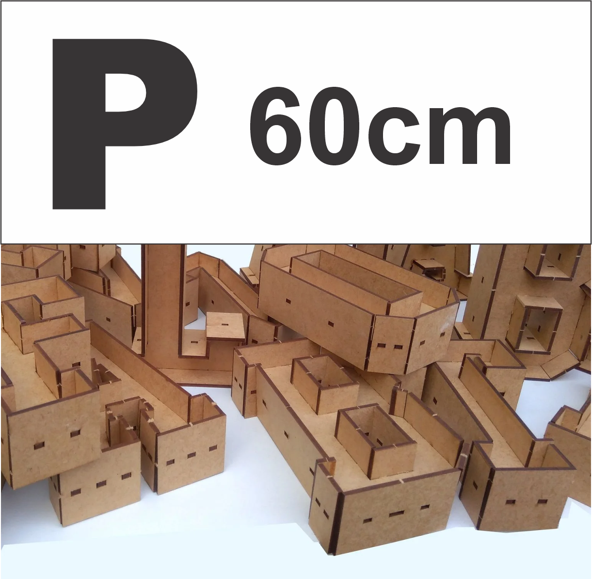 imagem do arquivo vetor para download Alfabeto em forma de caixa Letra P 60cm