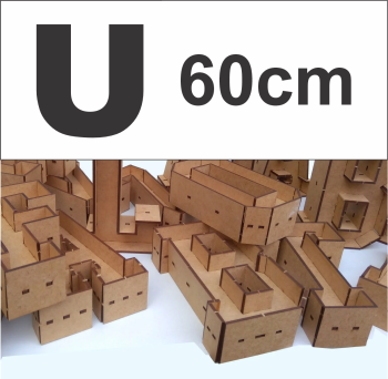 imagem do arquivo vetor para download Alfabeto em forma de caixa Letra U 60cm
