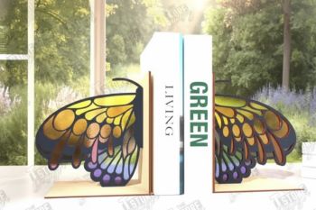 imagem do arquivo vetor para download Aparador de Livros Borboleta Estilo Vitral 3mm