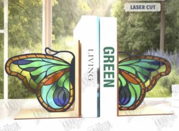 imagem do arquivo vetor para download Aparador de Livros Borboleta Estilo Vitral 3mm