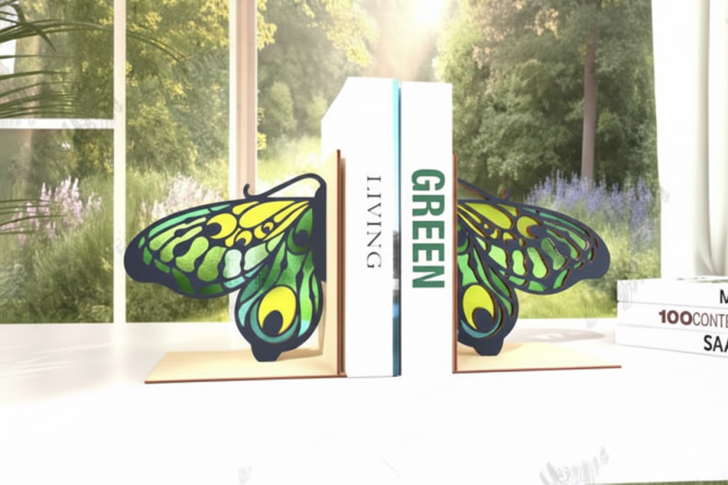 imagem do arquivo vetor para download Aparador de Livros Borboleta Estilo Vitral 3mm