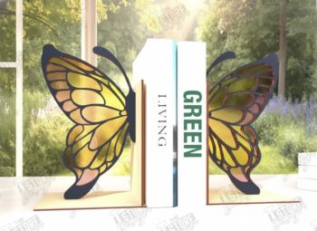 imagem do arquivo vetor para download Aparador de Livros Borboleta Estilo Vitral 3mm
