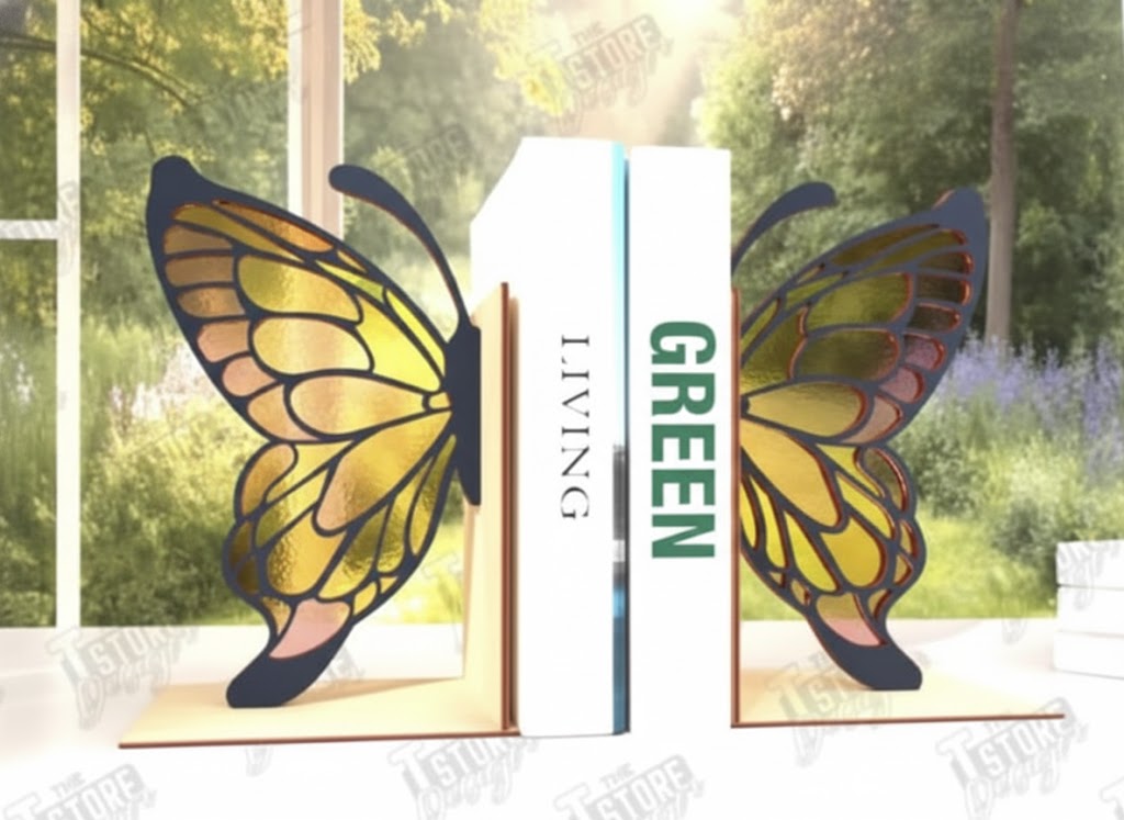 imagem do arquivo vetor para download Aparador de Livros Borboleta Estilo Vitral 3mm