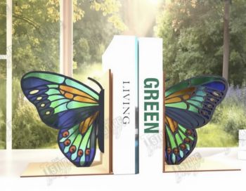 imagem do arquivo vetor para download Aparador de Livros Borboleta Estilo Vitral 3mm