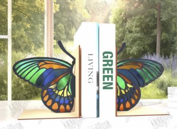 imagem do arquivo vetor para download Aparador de Livros Borboleta  Estilo Vitral 3mm