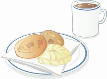 imagem do arquivo vetor para download Arte vetorial de donuts e uma xícara de café