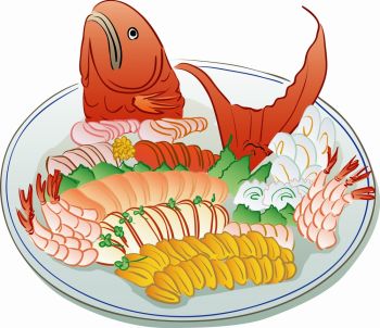 imagem do arquivo vetor para download Arte vetorial de peixe com frutos do mar
