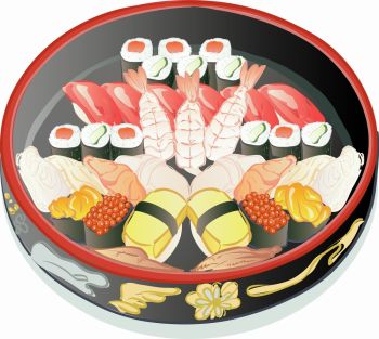 imagem do arquivo vetor para download Arte vetorial de prato de sushi