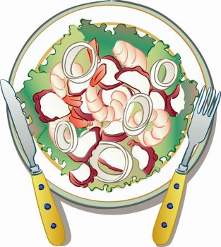 imagem do arquivo vetor para download Arte vetorial de salada de camarão