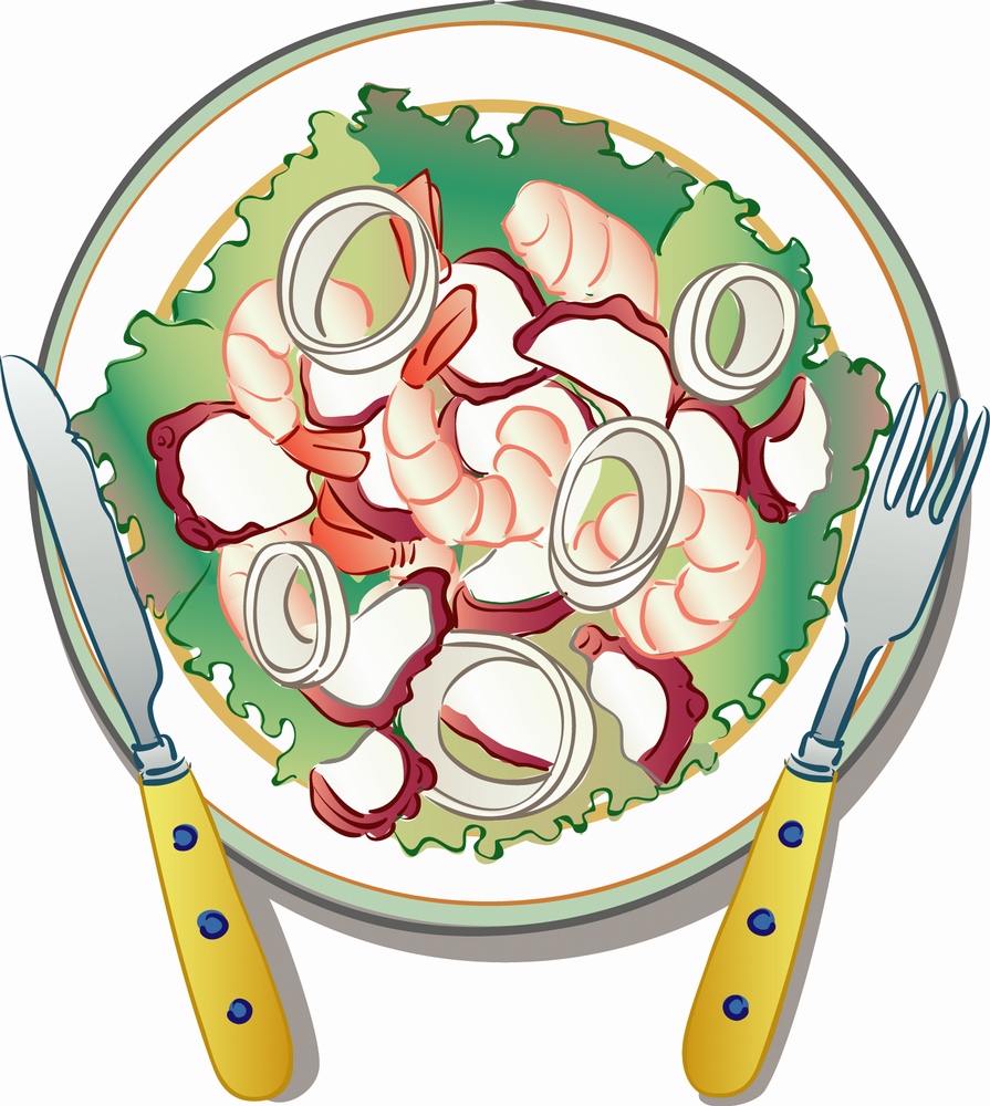 imagem do arquivo vetor para download Arte vetorial de salada de camarão