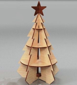 imagem do arquivo vetor para download Árvore de Natal cortada a laser com estrela