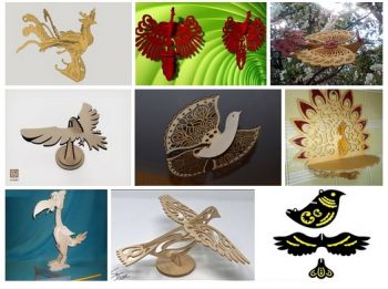 imagem do arquivo vetor para download Aves de madeira de corte a laser