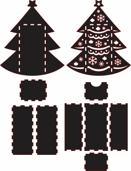 imagem do arquivo vetor para download Caixa Natalina em forma de Arvore de Natal