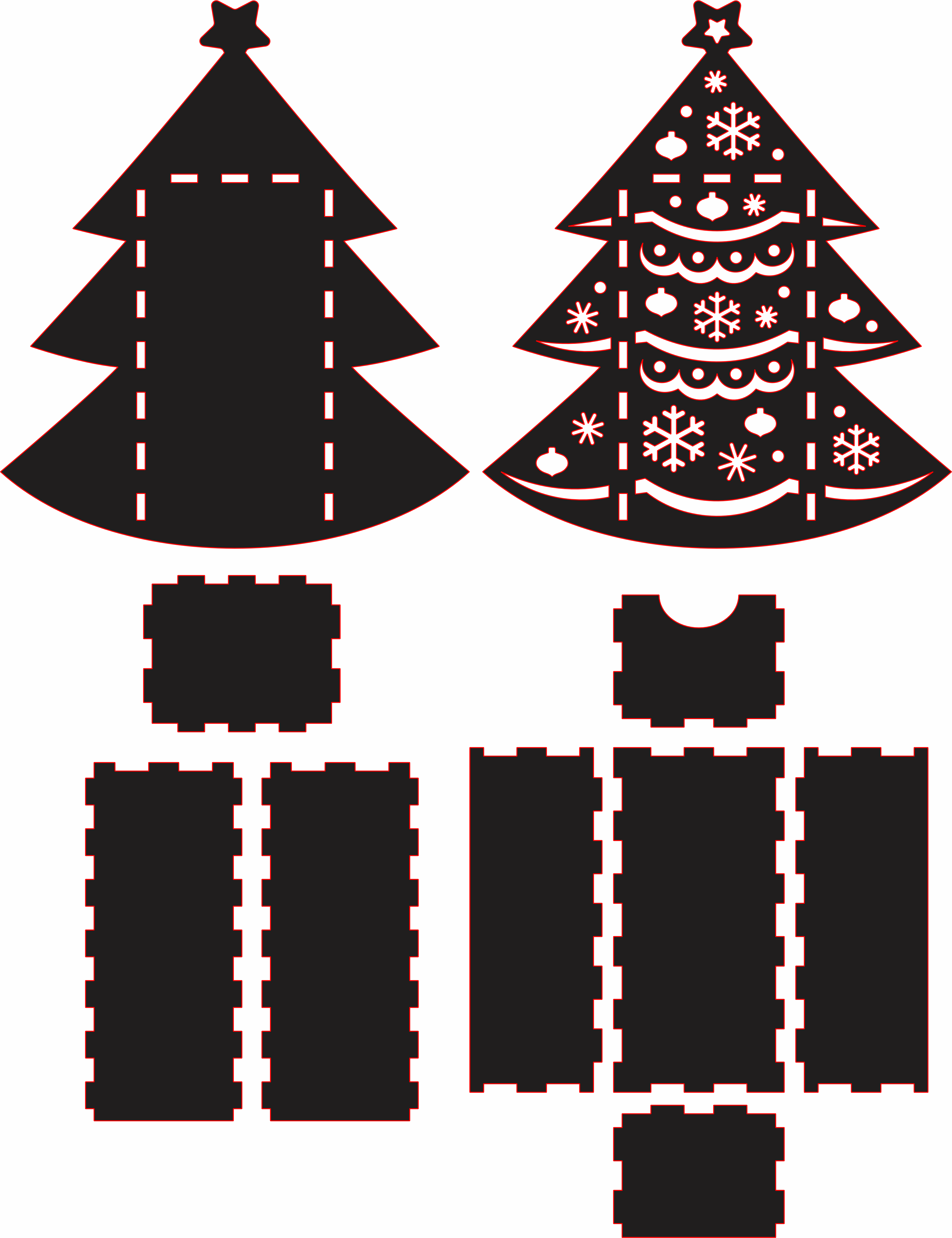 imagem do arquivo vetor para download Caixa Natalina em forma de Arvore de Natal