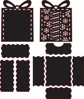 imagem do arquivo vetor para download Caixa Natalina em forma de Arvore de Presente