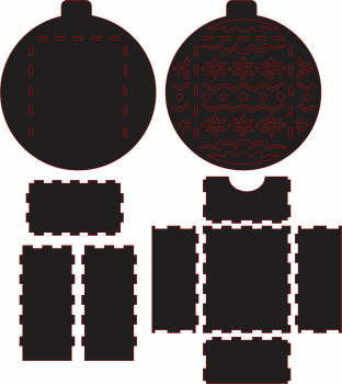 imagem do arquivo vetor para download Caixa Natalina em forma de Bolinha de natal 