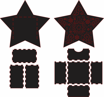 imagem do arquivo vetor para download Caixa Natalina em forma de Estrela 