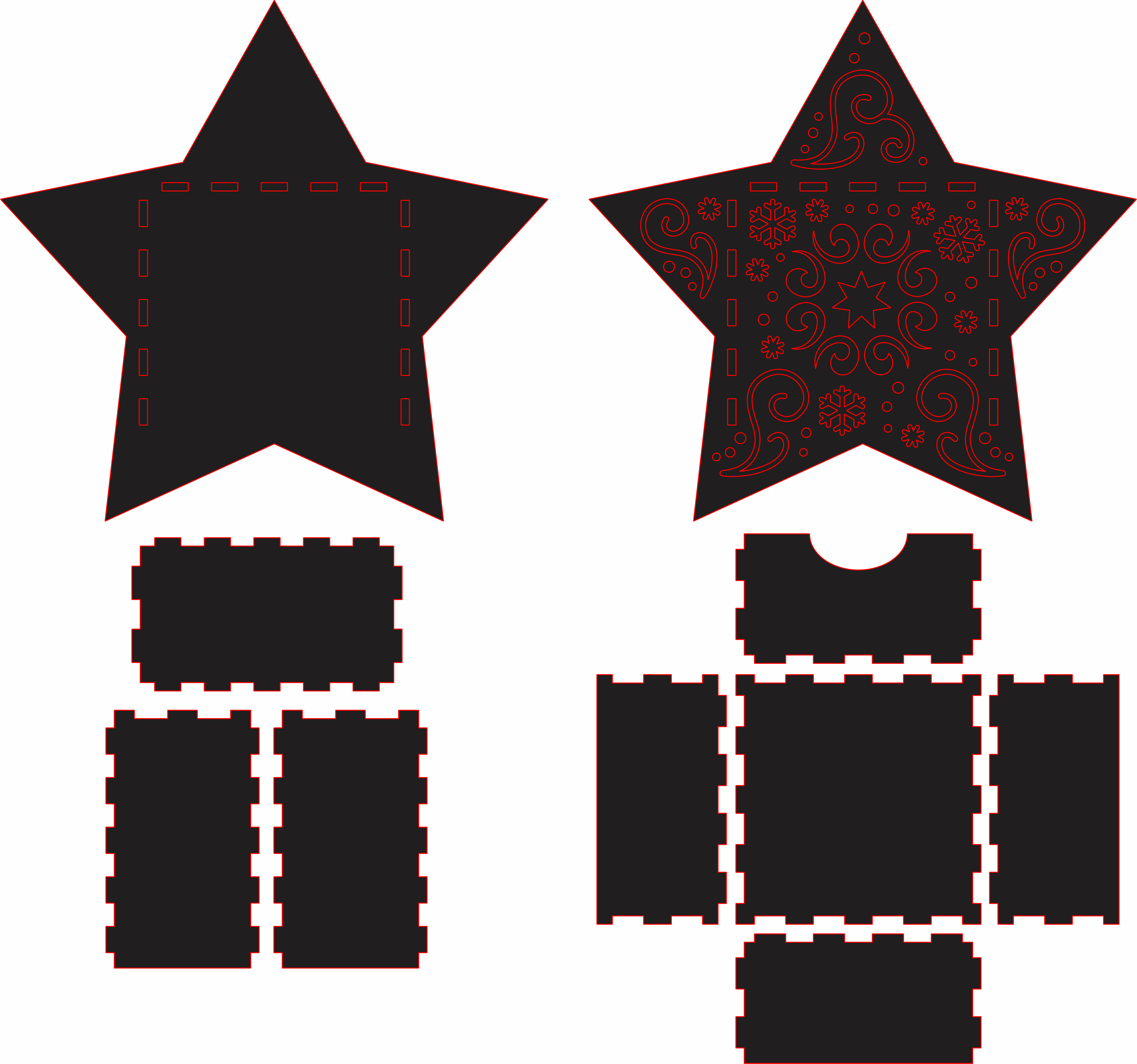 imagem do arquivo vetor para download Caixa Natalina em forma de Estrela 