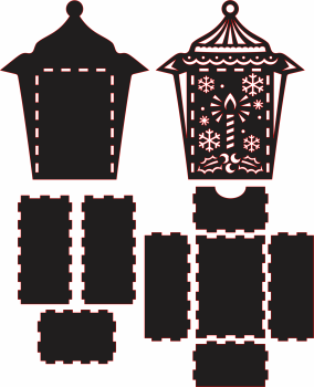 imagem do arquivo vetor para download Caixa Natalina em forma de Luminaria 