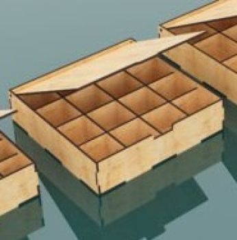imagem do arquivo vetor para download Caixa com 16 Compartimentos Modelo M