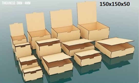 imagem do arquivo vetor para download Caixa com com tampa articulada 150x150x50mm
