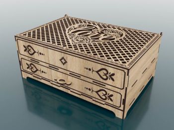 imagem do arquivo vetor para download Caixa de Joias com Gavetas Cortadas a Laser  