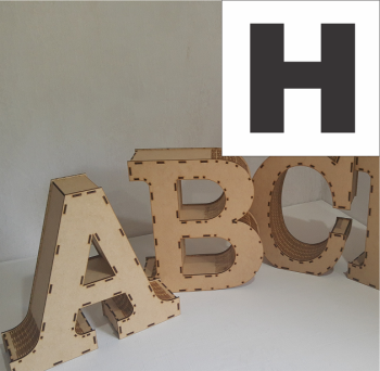 imagem do arquivo vetor para download Caixa de alfabeto da letra: H 60,0 cm x 65,0 cm