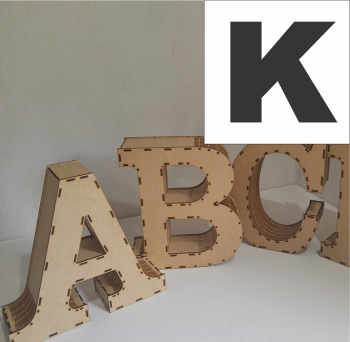 imagem do arquivo vetor para download Caixa de alfabeto da letra: K 60,0 cm x 60,0 cm