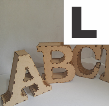 imagem do arquivo vetor para download Caixa de alfabeto da letra: L 60,0 cm x 57,0 cm