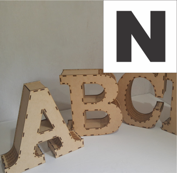 imagem do arquivo vetor para download Caixa de alfabeto da letra: N 60,0 cm x 69,0 cm