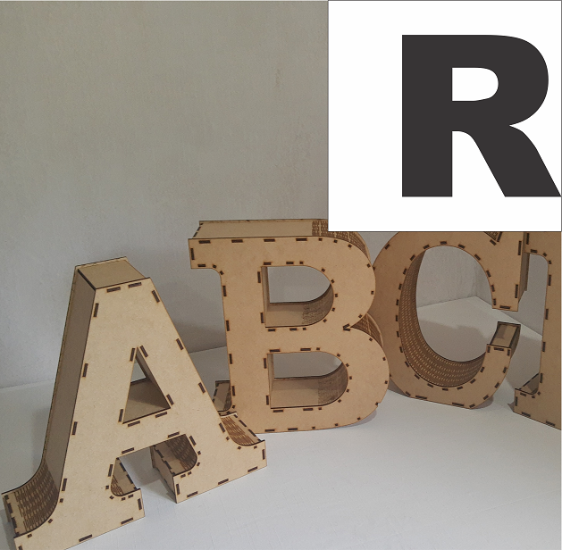 Cajas Letra R Vetor Maker - Caixa de alfabeto da letra: R 60,0 cm x 63,0 cm