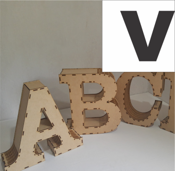 imagem do arquivo vetor para download Caixa de alfabeto da letra: V 60,0 cm x 67,0 cm