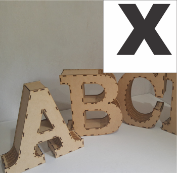 imagem do arquivo vetor para download Caixa de alfabeto da letra: X 60,0 cm x 70,0 cm
