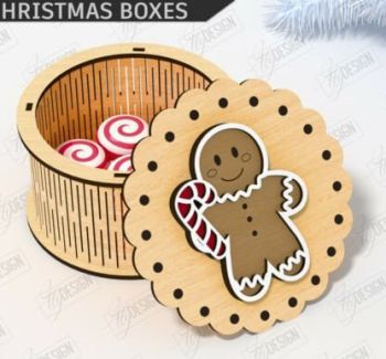 imagem do arquivo vetor para download Caixinha redonda de natal Biscoito 