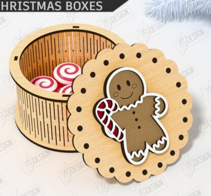 imagem do arquivo vetor para download Caixinha redonda de natal Biscoito 