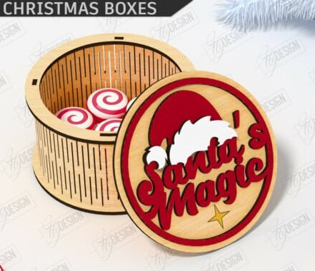 imagem do arquivo vetor para download Caixinha redonda de natal Gorro 