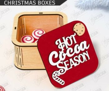 imagem do arquivo vetor para download Caixinha redonda de natal Hot Cocoa 